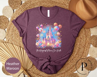 Happiest Place on Earth Shirt, Magic Kingdom T-Shirt, Disney Castle Floral Tee, Magical World Sweater, Magical Kingdom, Disney World Shirt
