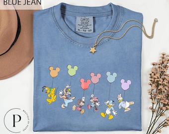 Comfort Colors Retro Disney Mickey And Co Balloon T-Shirt, Disney Mickey And Friends Top, Disney Vacation Shirt, Mickey Balloon Family Trip