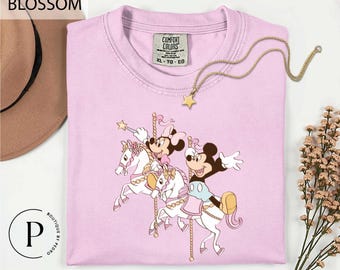 Mickey and Minnie Mouse Carousel T-Shirt, Magical Kingdom T-shirt, Disney Theme Park T-Shirt, Disney Magical Carousel Tee, Mouse Couple Tee