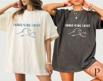 Comfort Colors® Retro Stitch Ohana Means Family T-Shirt, Disney Family Vacation Tee, Stitch Waves Shirt, Family Vacation Matching Sweatshirt