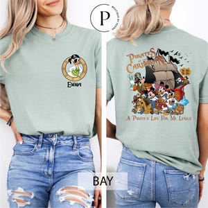 Mickey & Friends Disney Pirates Custom Name Two-Sided T-Shirt, Yo Ho Yo Ho A Pirate&#39;s Life for Me Tee, Family Pirates of the Caribbean Shirt