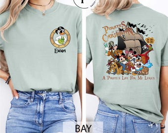 Mickey & Friends Disney Pirates Custom Name Two-Sided T-Shirt, Yo Ho Yo Ho A Pirate's Life for Me Tee, Family Pirates of the Caribbean Shirt