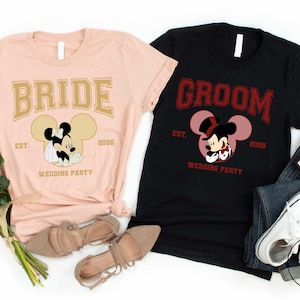 Just Married Disney Bride & Groom Shirt, Mickey Minnie Honeymoon Tee, Wedding Party T-Shirt, Disney Couple Trip Matching Sweater