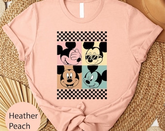 Retro Mickey Mouse T-Shirt, Mickey Mouse Disney Top, Checkered Mickey Mouse Sweatshirt, Disney Family Trip Tee, Mickey and Friends Tee