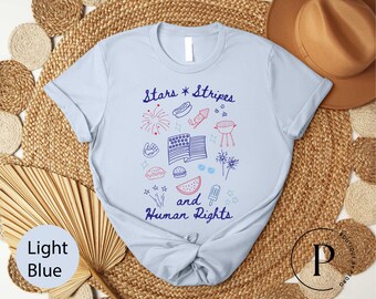 Stars Stripes And Equal Rights T-Shirt, 4th Of July Tee, Liberal American Sweatshirt, Patriotic Women Gift, Feminist American Shirt, USA Tee