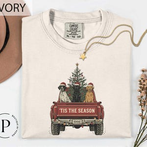 Christmas Comfort Colors® Dog Truck Shirt, Hunting Dogs Christmas Tree Farm Shirt, Tis the Season 90s Shirt, Bluetick Coonhounds Santa Shirt