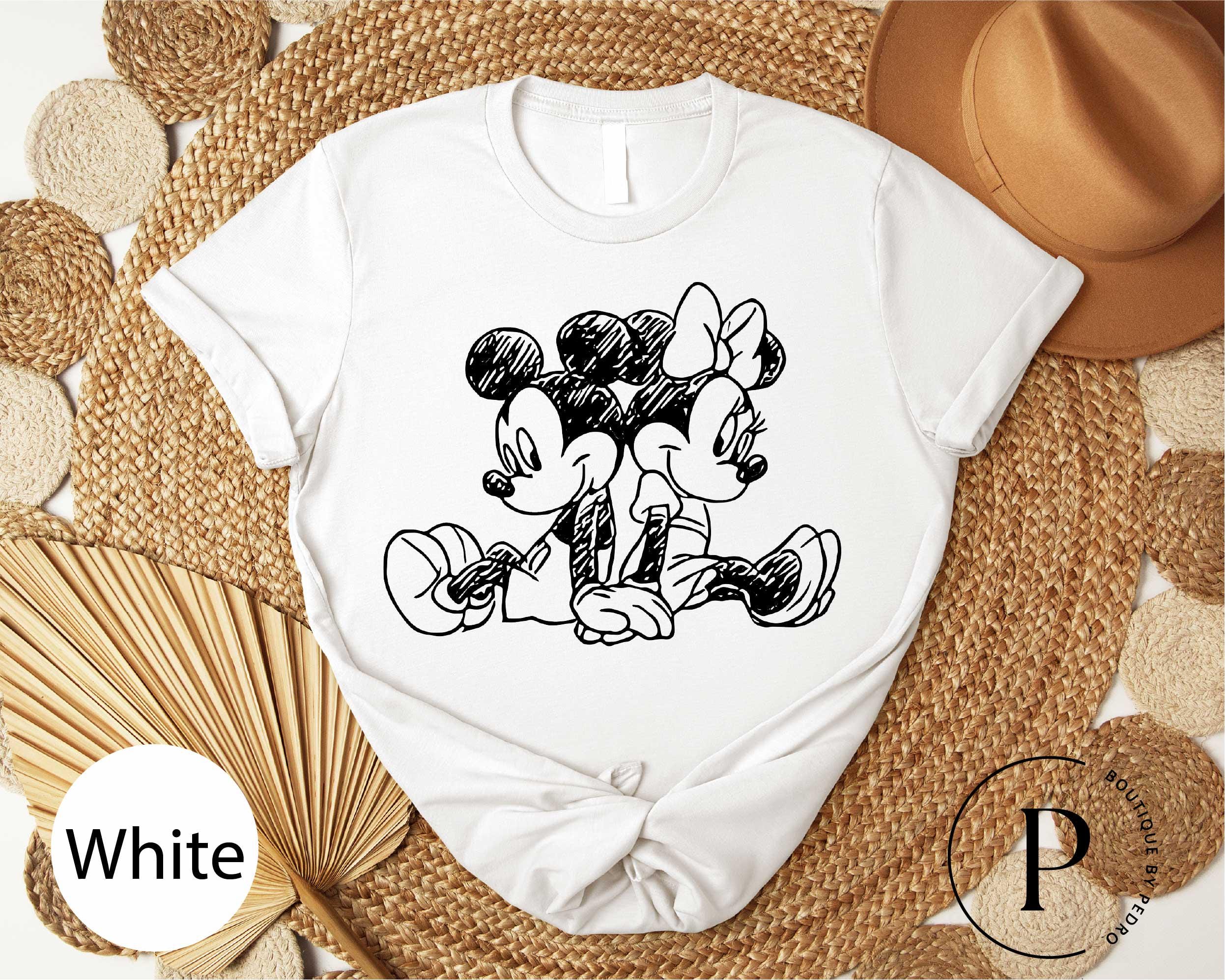 Disney Mickey & Minnie Classic Sitting T-Shirt, Disney Couples Shirt, Mickey and Friends Tee, Disneyland Party Matching Outfits