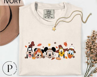 Comfort Colors® Retro Fall Mouse and Friends T-Shirt, Mickey Thanksgiving Halloween Tee, Disney Fall Shirt, Disney Thanksgiving Trip Shirt