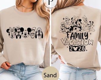 Disney 2026 Family Vacation Mickey and Friends Shirt, Comfort Colors Mickey Castle 2026 Trip Shirts, Disneyland Family Trip Two Sided Shirt
