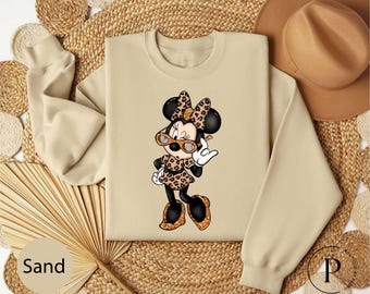 Disney Minnie Mouse Leopard Bow Shirt, Cool Minnie Leopard Sweatshirt, Minnie Mouse Tshirt,Disneyland Family Trip 2026,Walt Disney World Tee
