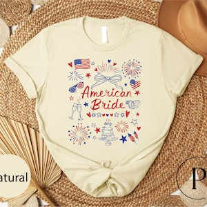 4th of July Bachelorette Shirt, American Bride Tee, Coquette Bow Patriotic Shirt, Independence Day Bride Party Shirt, Independence Day Tee