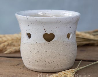 Handcrafted Ceramic Desk Caddy | Speckled Tea Light Holder