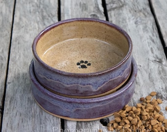Handmade Purple Ceramic  Pet Bowl