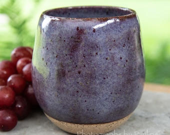 Purple Stoneware Cup | Handmade Stemless Wine Glass |Whiskey Tumbler