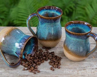 Rustic Turquoise and Brown Stoneware Mug