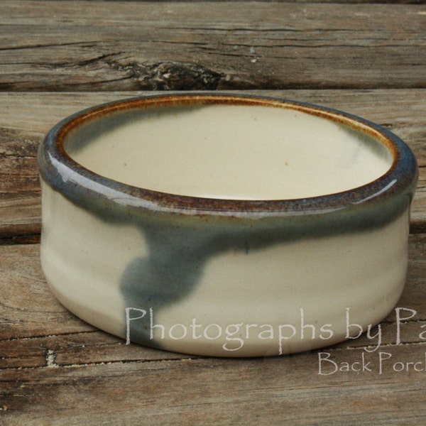 Rustic White Smokey Blue Gray  Kitchen Prep Crock Bowl Salt Cellar or Catch All