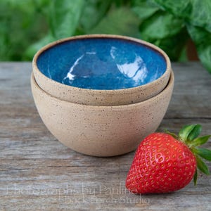 Blue Stoneware Small Bowls Set of Two