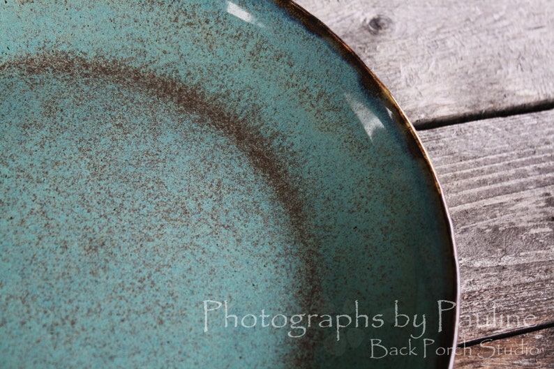 Turquoise and Brown Pasta Bowl Serving Bowl Salad Bowl