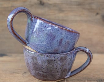 Purple Stoneware Soup Mug Coffee Cup