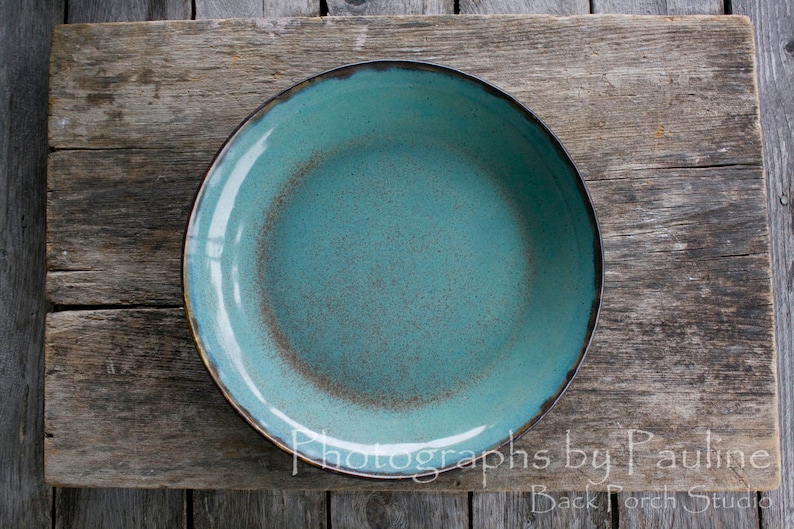 Turquoise and Brown Pasta Bowl Serving Bowl Salad Bowl