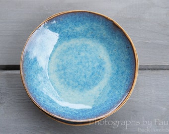 Rustic Blue Stoneware Side Plate Set Kitchen Prep Bowl Set of Two