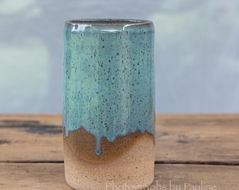 Handmade Turquoise Stoneware Minimalist Ceramic Vase
