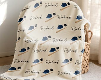 Personalized Baseball Baby Blanket, Sports Nursery Theme
