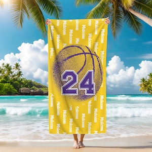 Personalized Basketball Beach Towel,Custom Name Pool Towel,Basketball Pool Towel,Basketball Coach Gift,Basketball Team Gift