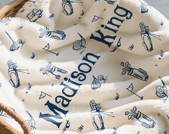 Personalized Name Blanket, Custom Baby Boy Gift Blanket, Baby Blanket, Kids Blanket, Personalized Christmas Kids Gift,Golf Baby Shower Gift