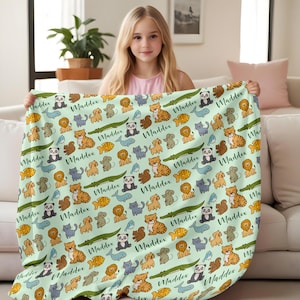 Personalisierte Wald Baby Decke, Benutzerdefinierte Baby Name Decke, Waldtier Decke, Swaddle Decke, Baby Foto Requisiten Ideen