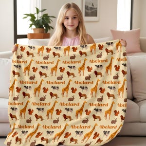 Personalized Woodland Animal Blanket,Custom Forest Animal Name Blanket,Newborn Woodland Animal Blanket,Newborn Gift,Newborn Shower Gift