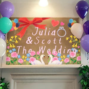 Custom Wedding Banner,Personalized Event Banner,Hand Painted Brown Paper Wedding Banner,Painted Banner,Butcher Paper Celebration Sign