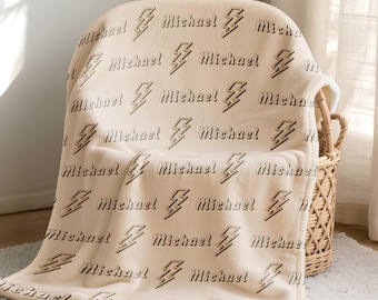 Personalisierte Blitz Babydecke, benutzerdefinierter Name Flanell