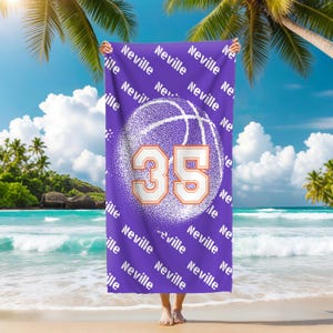Custom Basketball Name Beach Towel,Personalized Basketball Player Beach Towel,Basketball Coach Gift,Basketball Towel,Basketball Team Gift