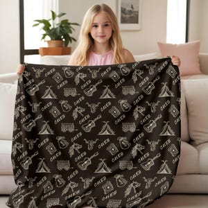 Custom Name Western Cowboy Baby Blanket, Personalized Ranch Nursery Throw, Dogs and Cats Blanket, Baby Shower Swaddle for Newborns