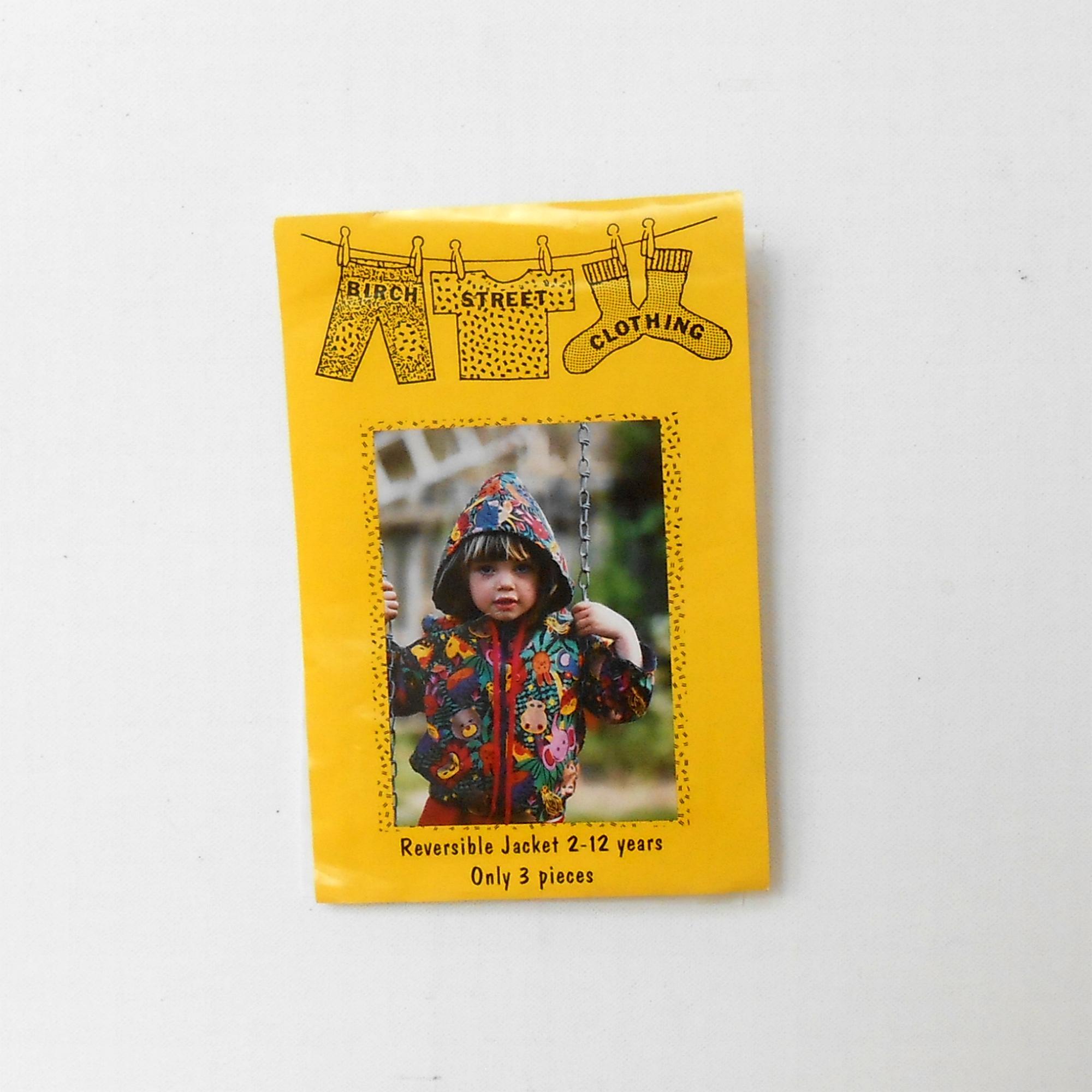 Vintage Birch Street Sewing Pattern, Kids Reversible Jacket Using 3 Pattern Pieces, Sized for 2-12 Years, New and UnCut