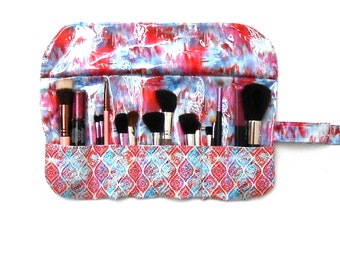 Wipe Clean Travel Organizer For Makeup Brushes, Cosmetic Brush Roll Up, Holder For Brushes