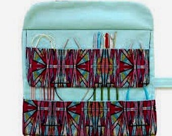 Knitting Needle Organizer for Circulars, Crochet Hooks & DPN Holder, Travel Storage, Multiple Pockets