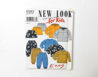 Vintage Sewing Pattern New Look For Kids 6583 Sized 4-9, New and UnCut, Factory Folded, Jacket, Top, Pants and Skirt