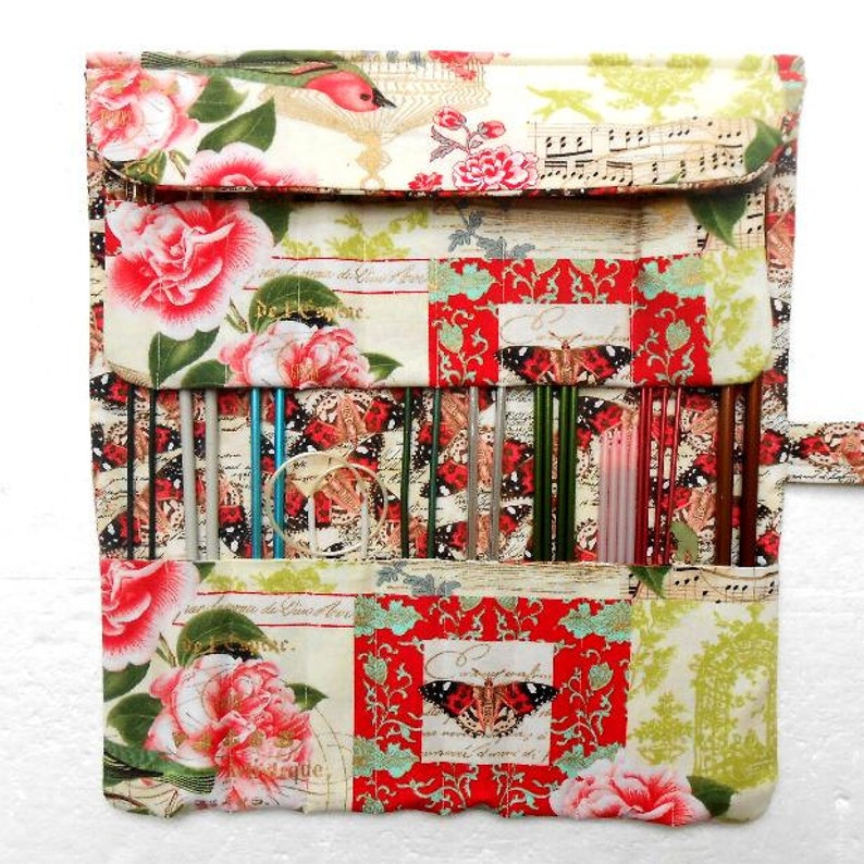Crochet Hook Holder Knitters Gift Large Knitting Needle Case With 17 Pockets Double Pointed Needle DPN Storage Roll