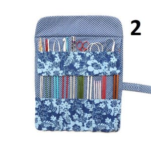 You Choose Fabric Knitting Needle Holder With 2 Rows and 17 Pockets, Crochet Hook and Double Pointed Needle Case and Sock Needle Storage