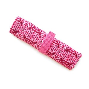 Storage Holder For Circular Knitting Needles With 2 Rows and 8 Pockets, Pink Double Pointed Needle and Crochet Hook Roll, Gift for Knitters image 3