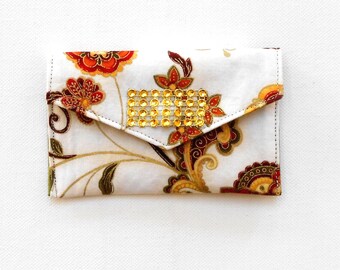 Handmade Medallion Print Snap Pouch, Credit Card Holder, Coin Purse & Tea Bag Wallet