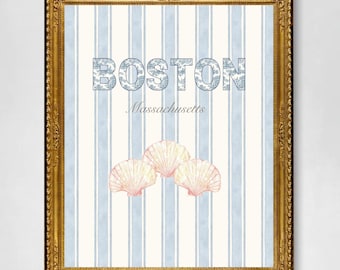 Impresión de pared de Boston, Massachusetts / Arte mural de la costa de Nueva Inglaterra / Impresión artística digital inspirada en Nancy Meyers