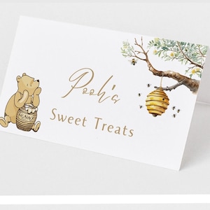 Classic Winnie-the-Pooh Place Cards. Food Labels. Table Name Cards. Editable Tent Cards. Printed Gender Neutral Decorations. W1