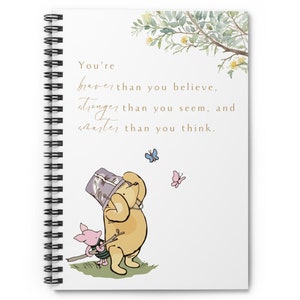 Winnie-the-Pooh Journal, Classic Notebook for Writing, Ruled Line Spiral Diary, Pooh Bear Gift, Cute Kids Sketchbook, School Supplies, Baby