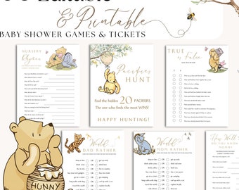 Winnie-the-Pooh Baby Shower Games Bundle: Gender Neutral Printable (Digital Game)