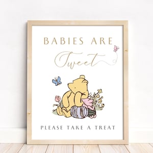 Classic Winnie-the-Pooh Dessert Table Sign Baby Shower. Please Take One Signage.  Babies are Sweet Sign. Treat Signs. Printable Template. W1