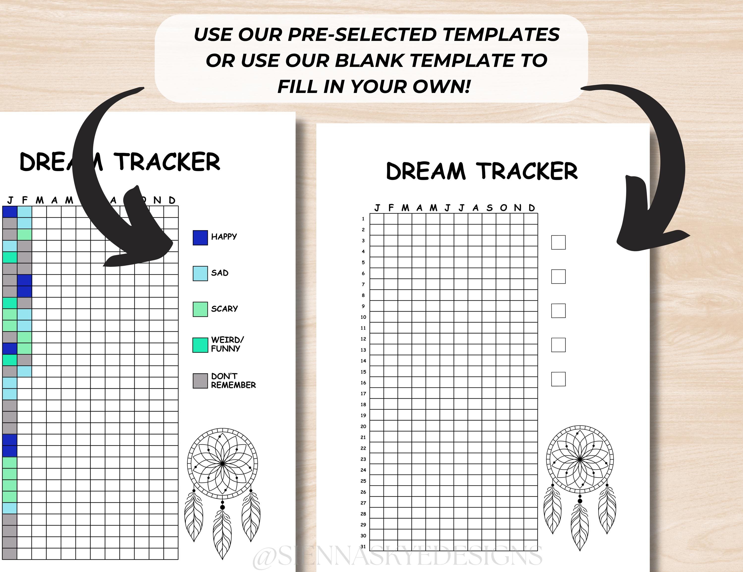 Dream Tracker Printable: Sleep Journal, Lucid Dreaming Log (PDF ...