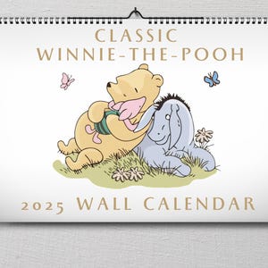 Calendario da parete classico Winnie-the-Pooh 2025, citazioni amate, grazioso arredamento per la cameretta dei bambini, decorazione per la stanza dei bambini, illustrazioni vintage, regalo calendario